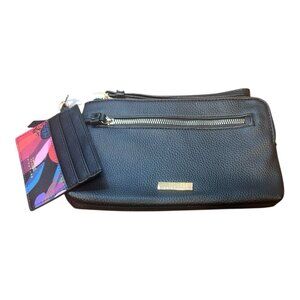 Trina Turk Black Wristlet Wallet Matching Keychain Cardholder Set Faux Leather